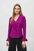 Joseph Ribkoff Silky Knit And Chiffon Fitted Top-JR-244096