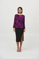 Joseph Ribkoff Silky Knit Abstract Print Flared Top-JR-244111