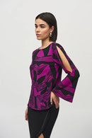 Joseph Ribkoff Silky Knit Abstract Print Flared Top-JR-244111