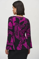 Joseph Ribkoff Silky Knit Abstract Print Flared Top-JR-244111