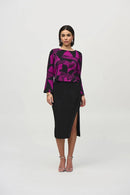 Joseph Ribkoff Silky Knit Abstract Print Flared Top-JR-244111