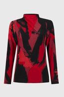 Joseph Ribkoff Silky Knit Abstract Print Mock Neck Top-JR-244233