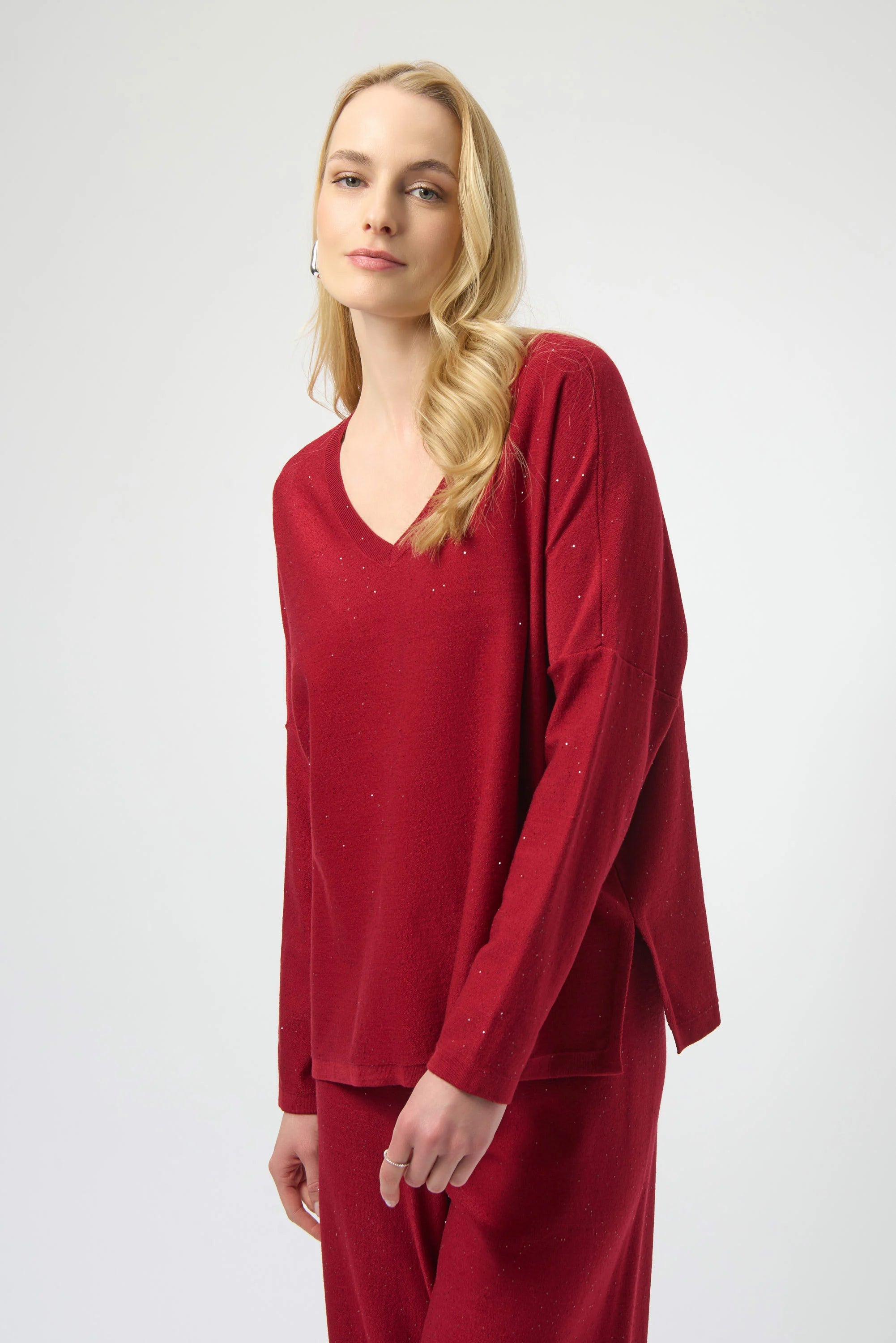 Joseph Ribkoff Sequined Sweater Knit Boxy Top-JR-244921
