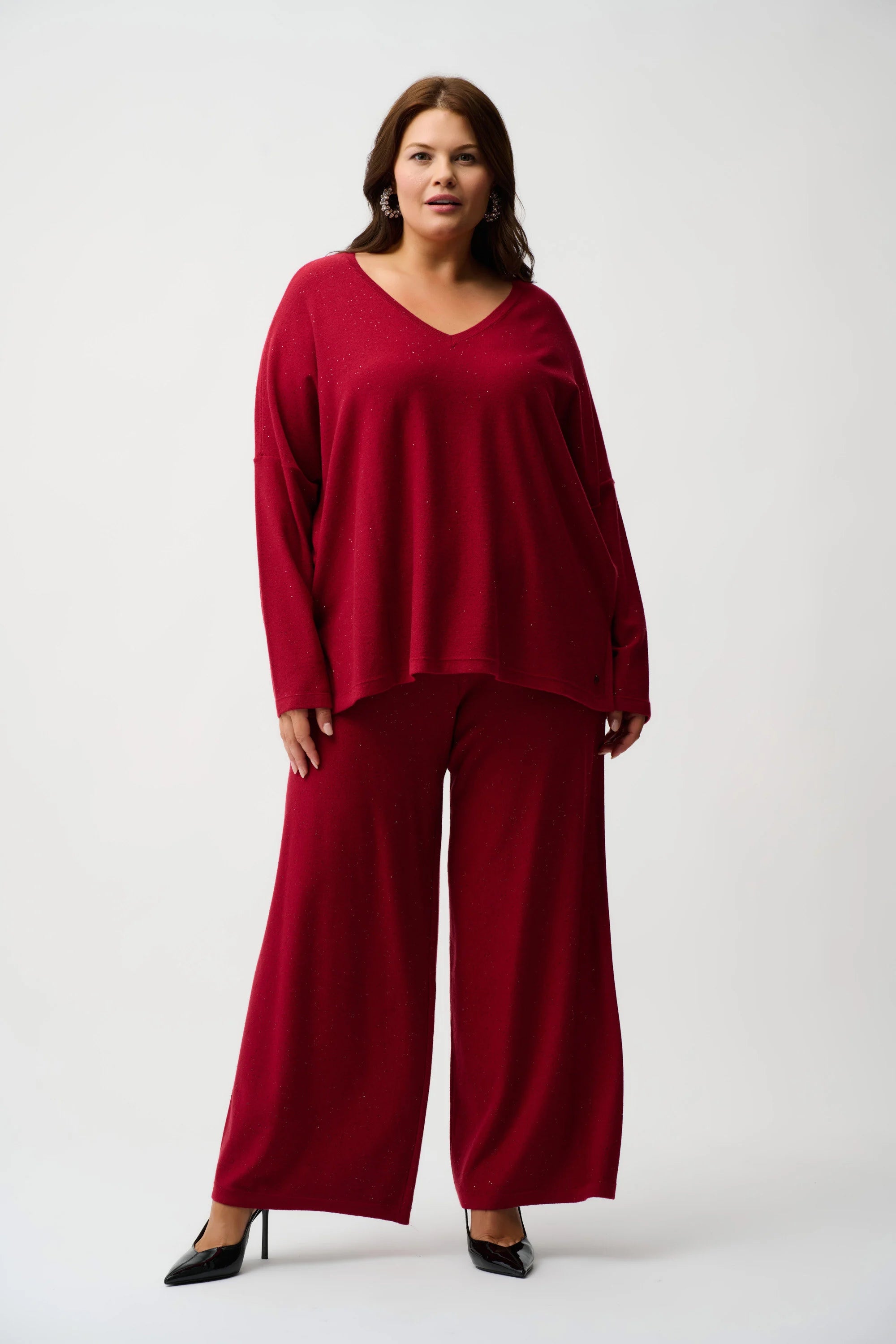 Joseph Ribkoff Sequined Sweater Knit Culotte Pants-JR-244922