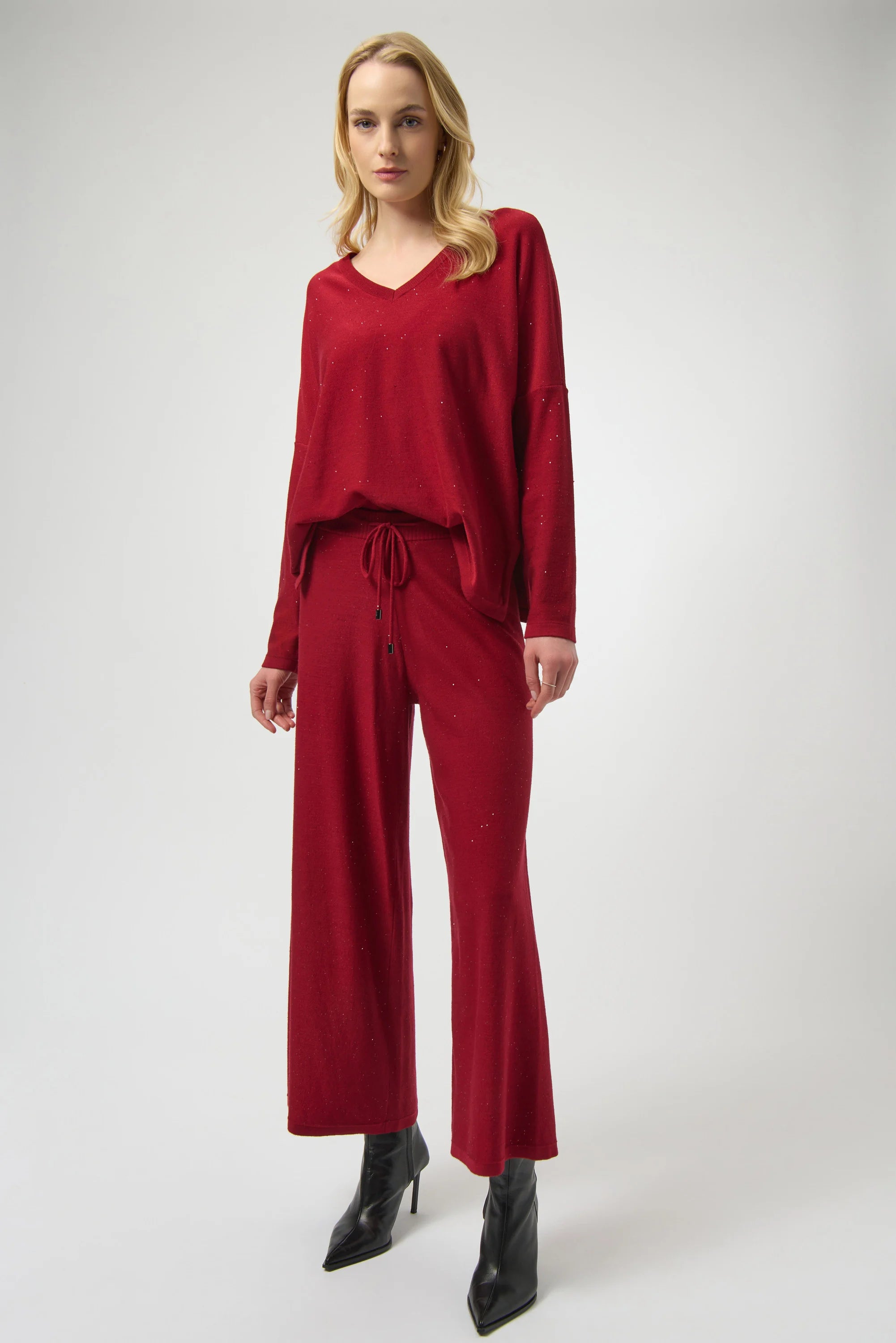 Joseph Ribkoff Sequined Sweater Knit Culotte Pants-JR-244922