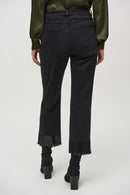 Joseph Ribkoff Straight Crop Denim Pants with Sequin Trim Style 244948