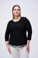 Joseph Ribkoff Silky Knit Loop Detail Fitted Top Style 251133