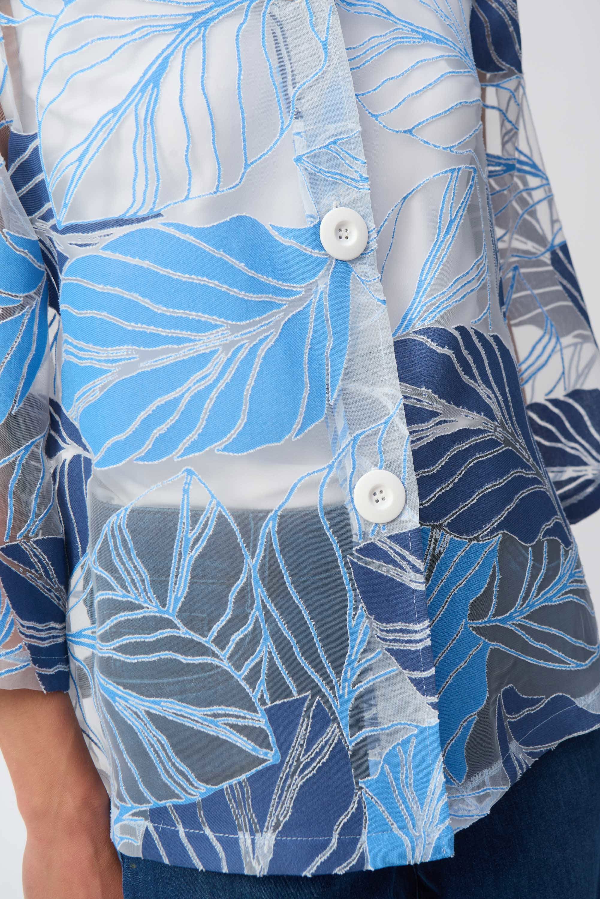 Joseph Ribkoff Novelty Leaf-Print Trapeze Jacket-251135
