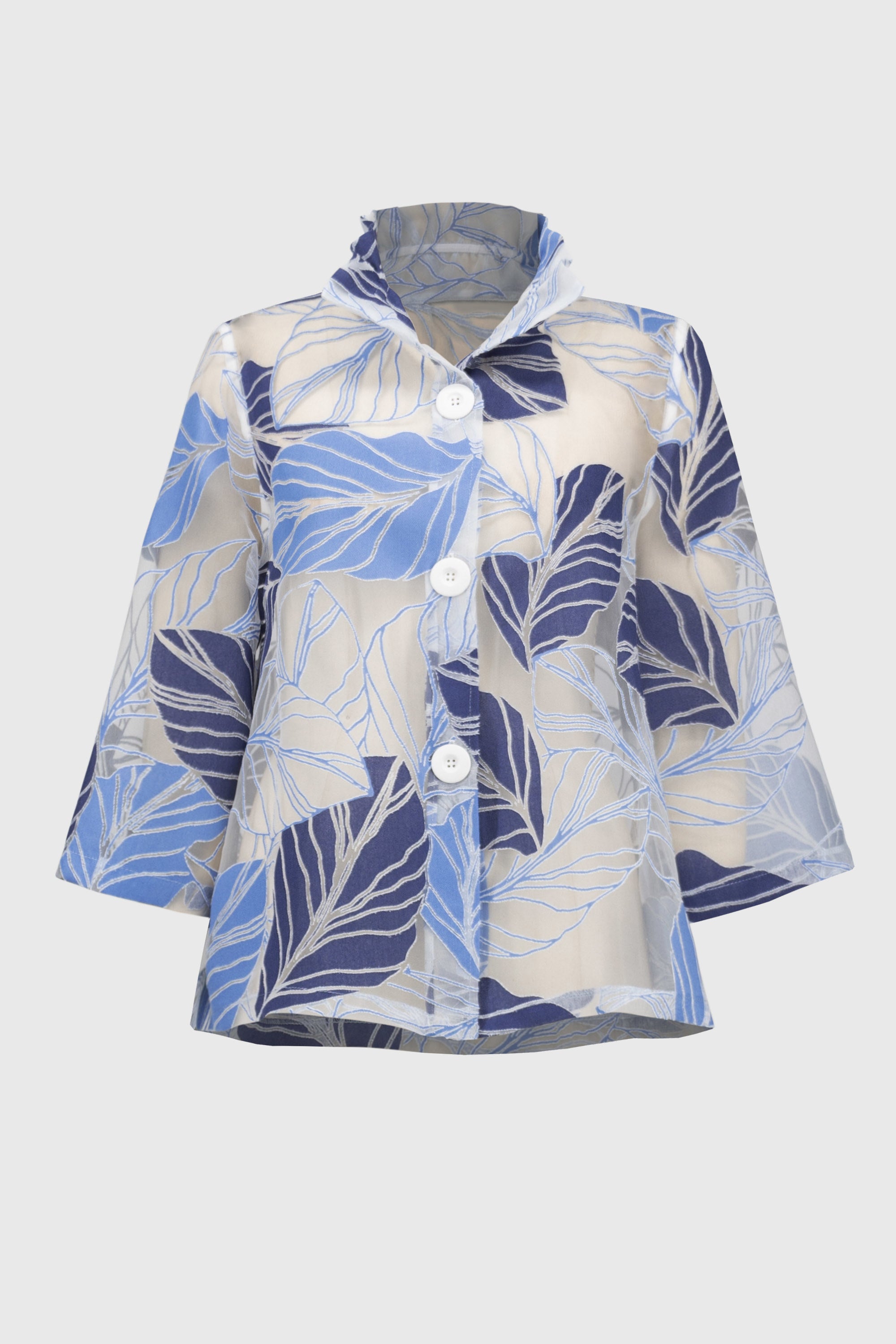 Joseph Ribkoff Novelty Leaf-Print Trapeze Jacket-251135