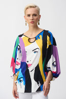 Woven Face Print Boxy Top 251148