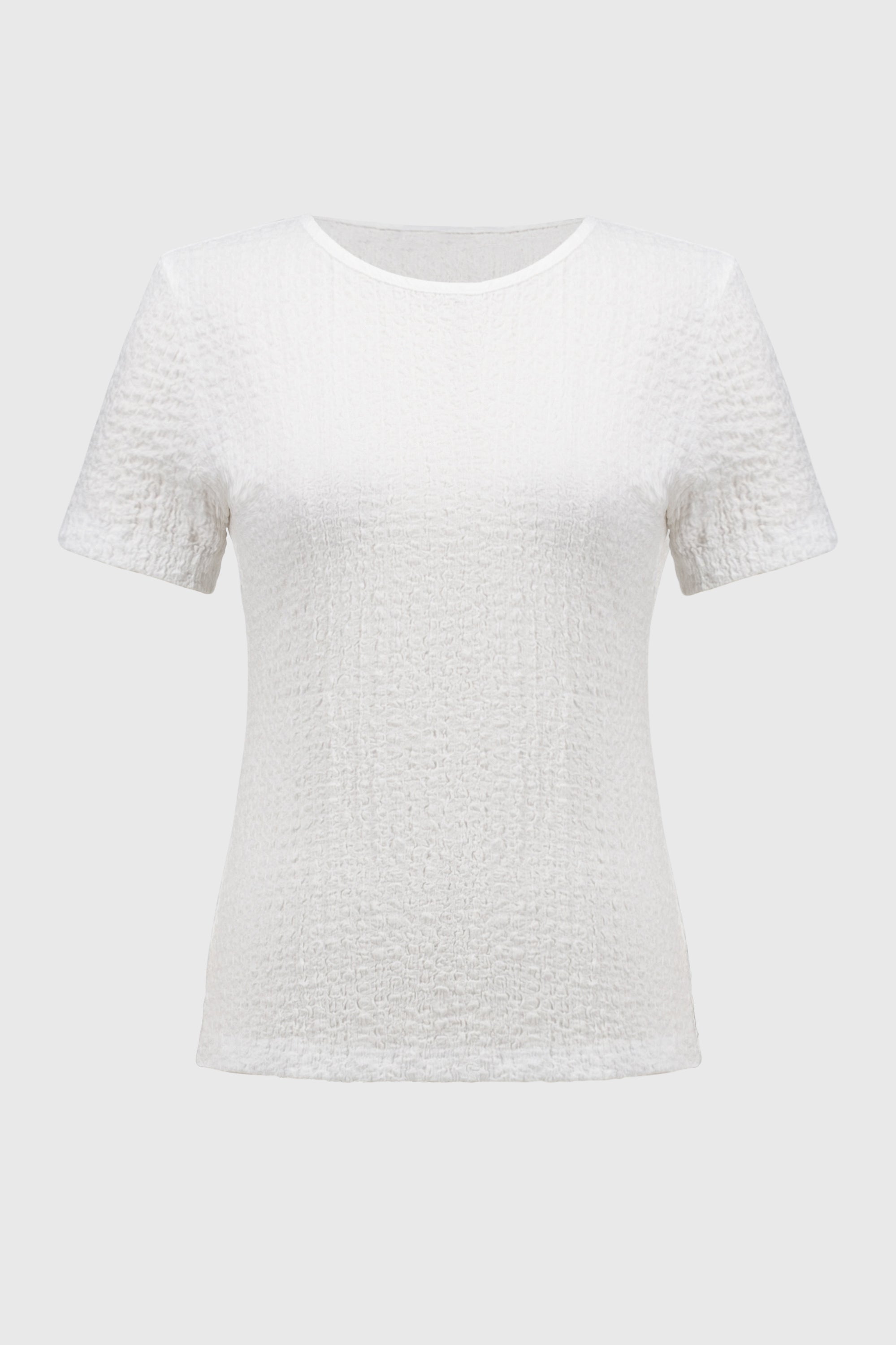 Puckered Knit Fitted Top-251167