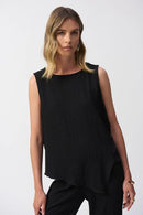 Seersucker Asymmetrical Sleeveless Top Style 251228
