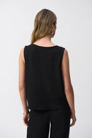 Seersucker Asymmetrical Sleeveless Top Style 251228