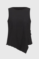 Seersucker Asymmetrical Sleeveless Top Style 251228