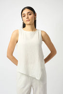 Seersucker Asymmetrical Sleeveless Top Style 251228