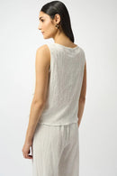 Seersucker Asymmetrical Sleeveless Top Style 251228