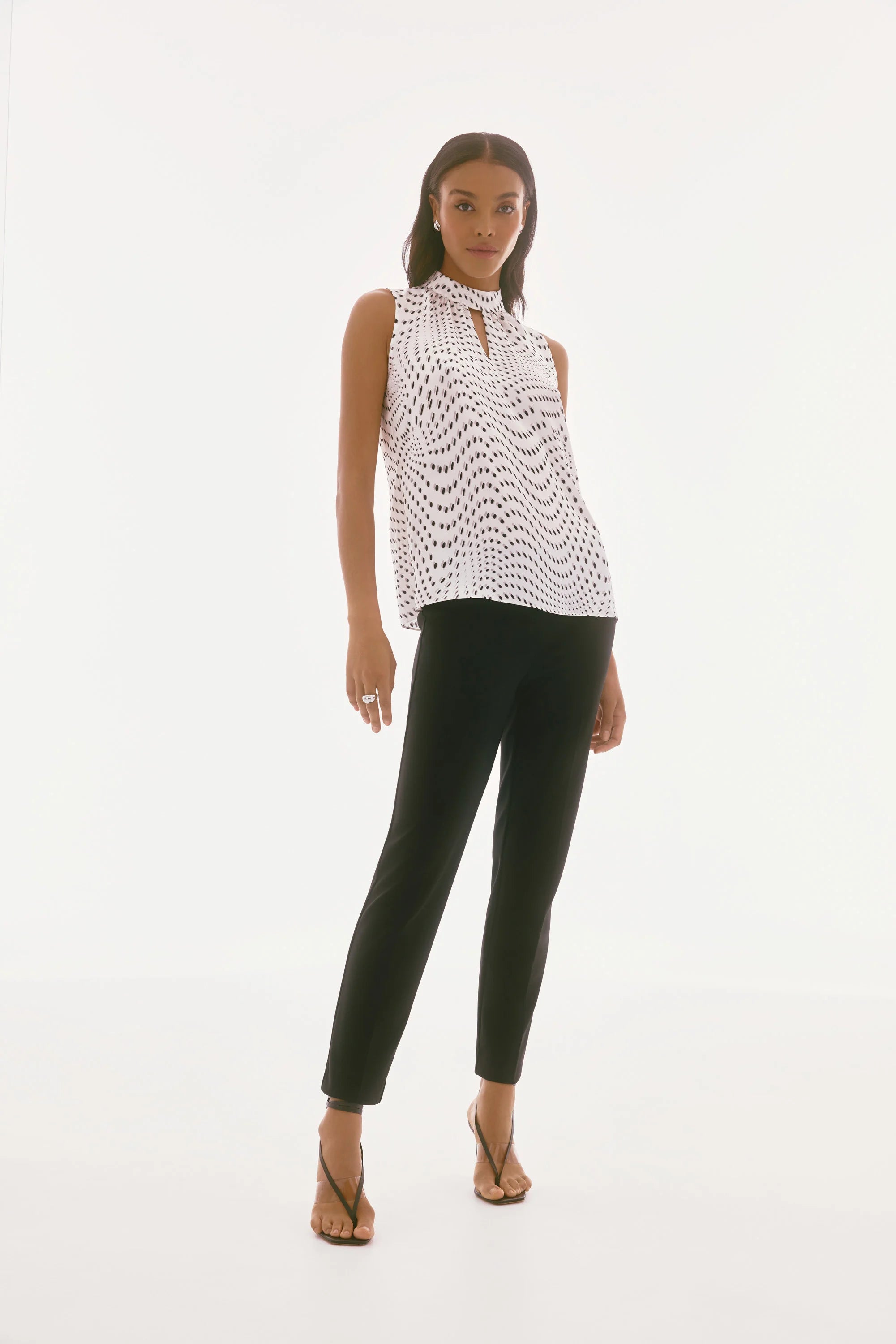 Joseph Ribkoff Signature | Satin Dot Print Sleeveless Top-251749