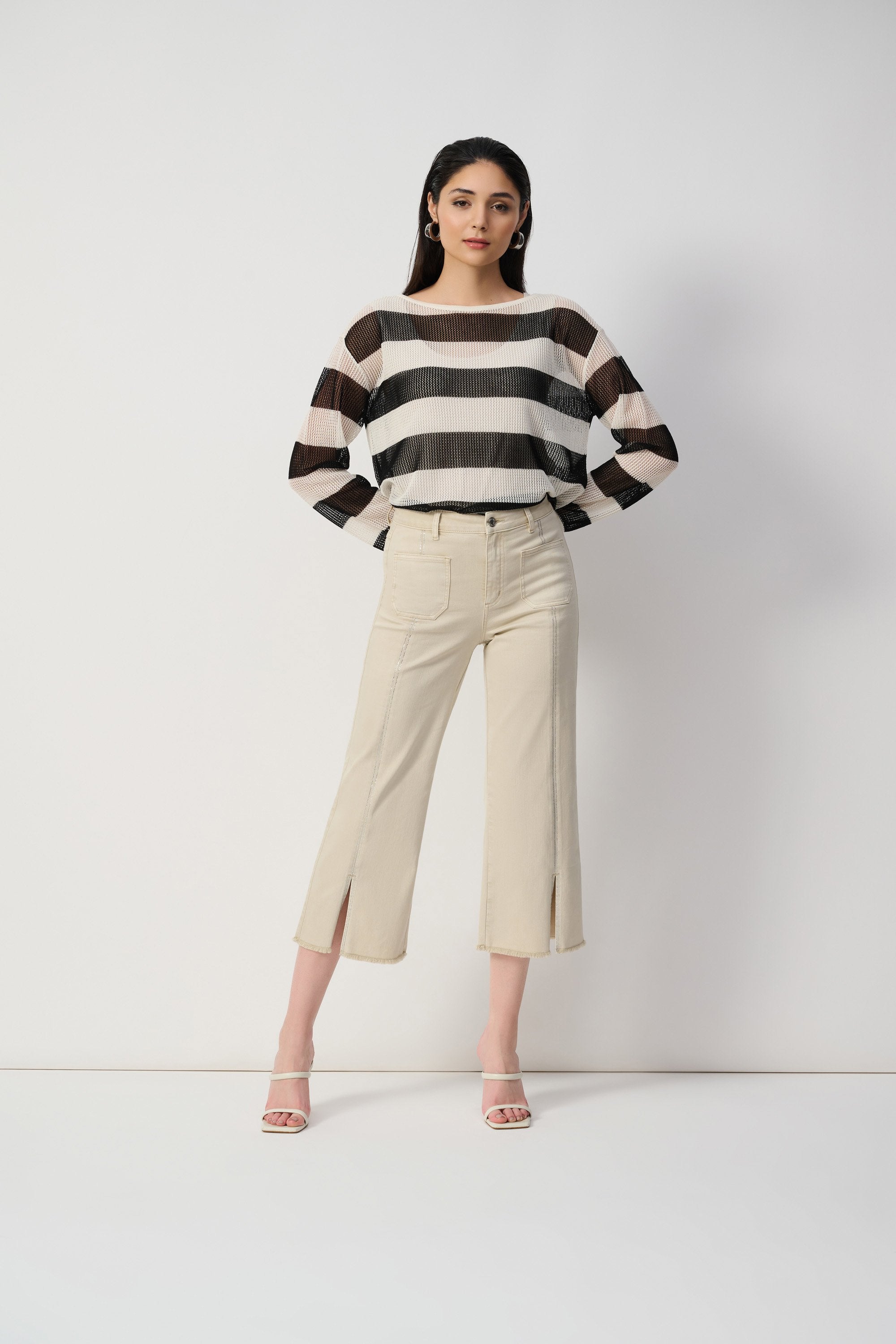 Claudia | Culotte Jeans With Embellished Front Seam-241903S25