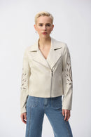 Joseph Ribkoff Foiled Faux-Suede Moto Jacket-251936