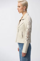 Joseph Ribkoff Foiled Faux-Suede Moto Jacket-251936