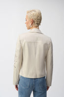 Joseph Ribkoff Foiled Faux-Suede Moto Jacket-251936