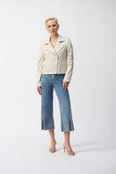 Joseph Ribkoff Foiled Faux-Suede Moto Jacket-251936