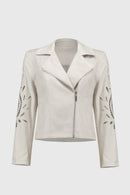Joseph Ribkoff Foiled Faux-Suede Moto Jacket-251936