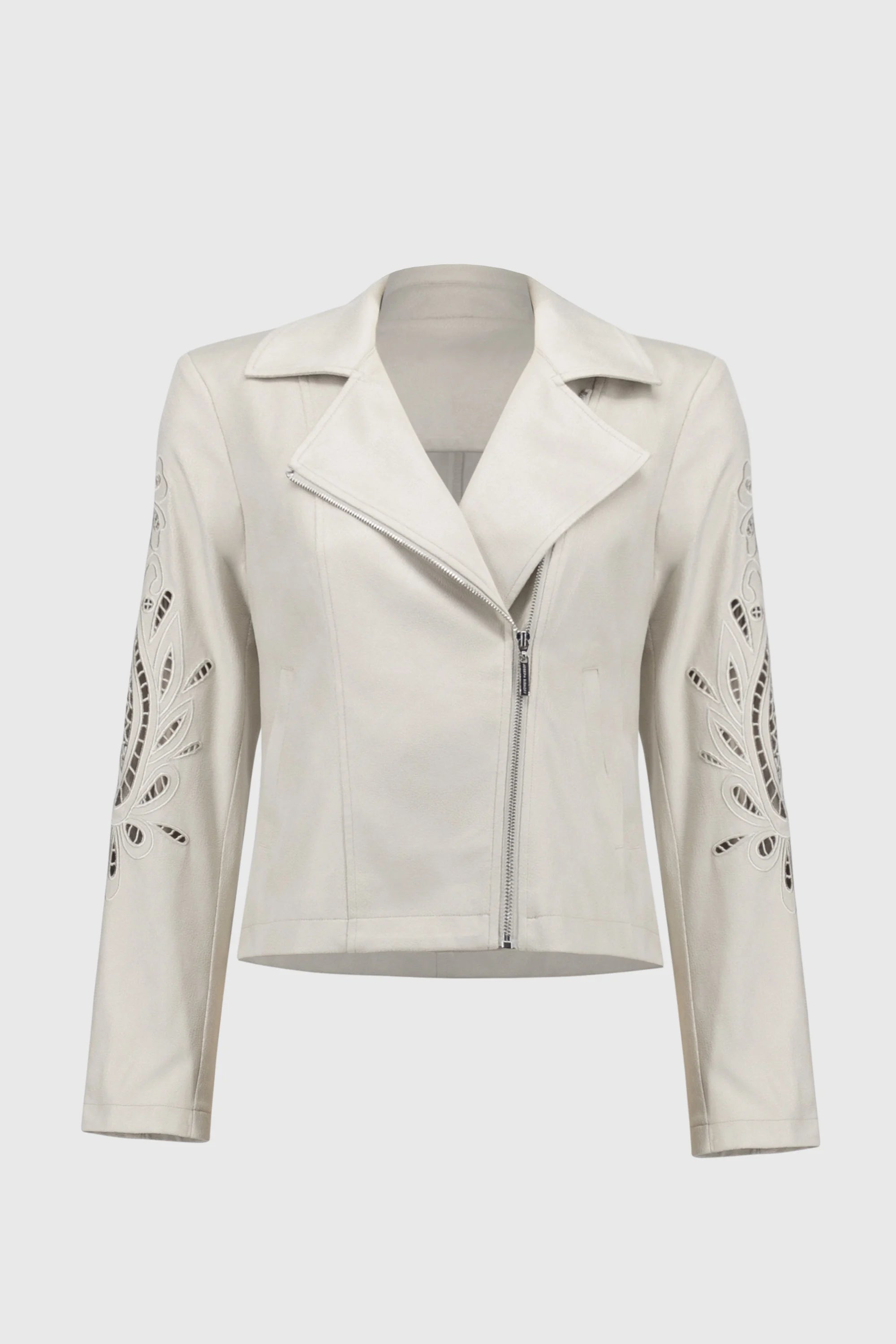 Joseph Ribkoff Foiled Faux-Suede Moto Jacket-251936