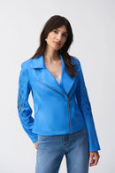 Joseph Ribkoff Foiled Faux-Suede Moto Jacket-251936