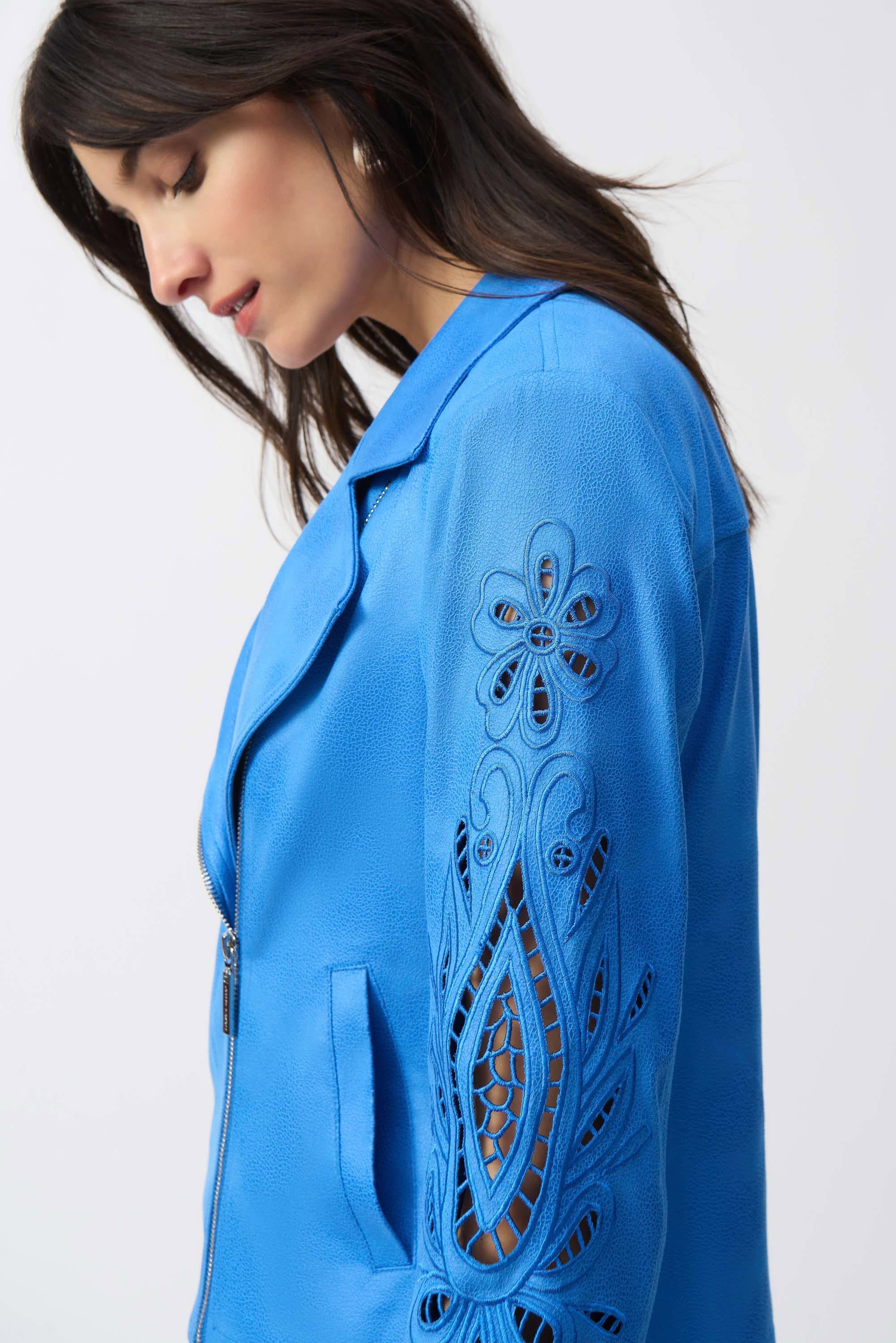 Joseph Ribkoff Foiled Faux-Suede Moto Jacket-251936