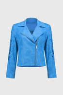 Joseph Ribkoff Foiled Faux-Suede Moto Jacket-251936
