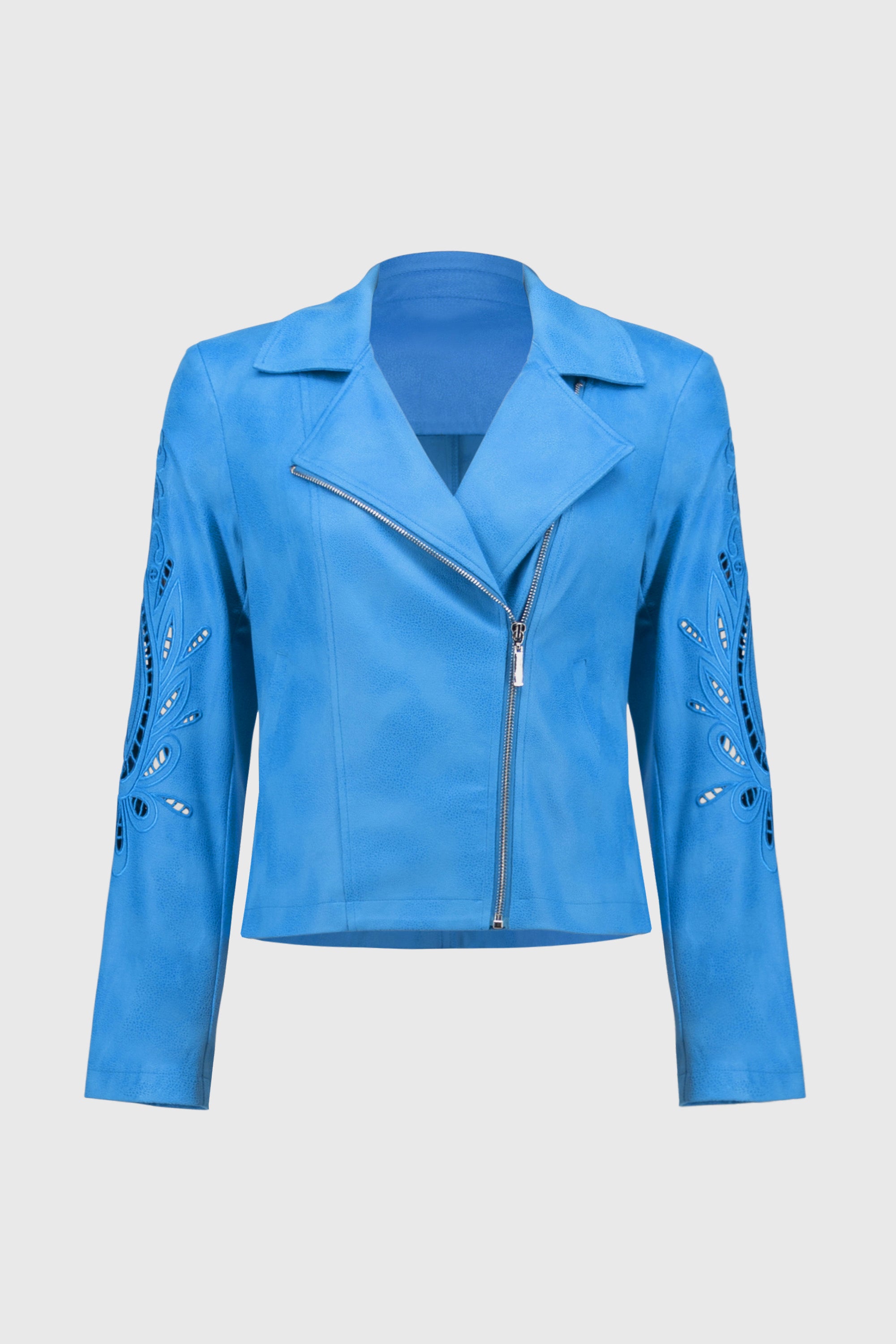 Joseph Ribkoff Foiled Faux-Suede Moto Jacket-251936
