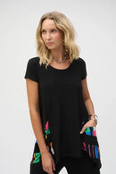 Joseph Ribkoff Silky Knit Stripe Print Handkerchief Tunic-252054