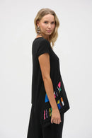 Joseph Ribkoff Silky Knit Stripe Print Handkerchief Tunic-252054