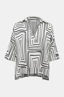 Satin Geometric Print Boxy Top 252060