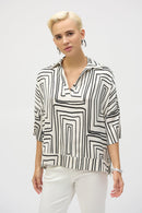 Satin Geometric Print Boxy Top 252060