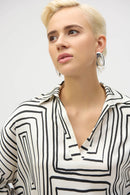 Satin Geometric Print Boxy Top 252060