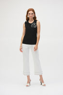 Silky Knit and Chiffon Fitted Top-252075