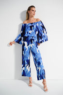 Pleated Novelty Tropical Print Wide-Leg Pants 252138