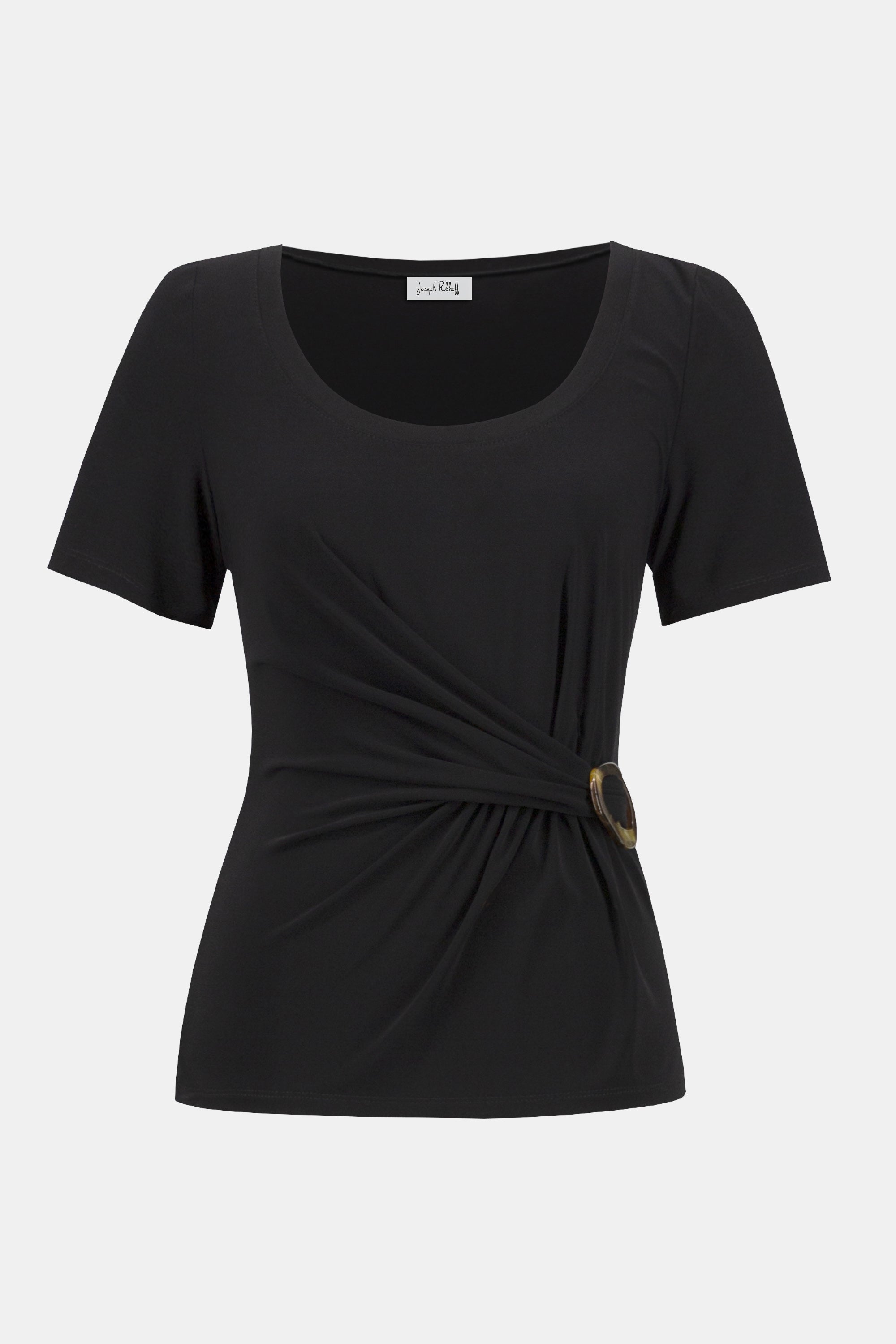 Joseph Ribkoff Silky Knit Fitted Top With Buckle Detail-252230, view 5