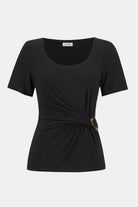 Joseph Ribkoff Silky Knit Fitted Top With Buckle Detail-252230, view 5