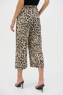 Woven Animal Print Culotte Pants-252235