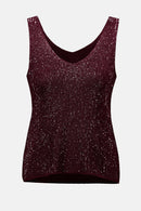 Metallic Knitted Camisole with Rhinestones-252915