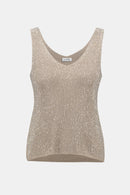 Metallic Knitted Camisole with Rhinestones-252915