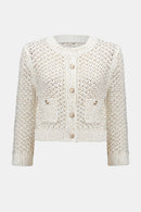 Sweater Knit Open Stitch Short Cardigan-252917
