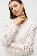 Sweater Knit Open Stitch Short Cardigan-252917