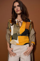 Joseph Ribkoff Recycled Satin Abstract Print Straight Tunic-253011