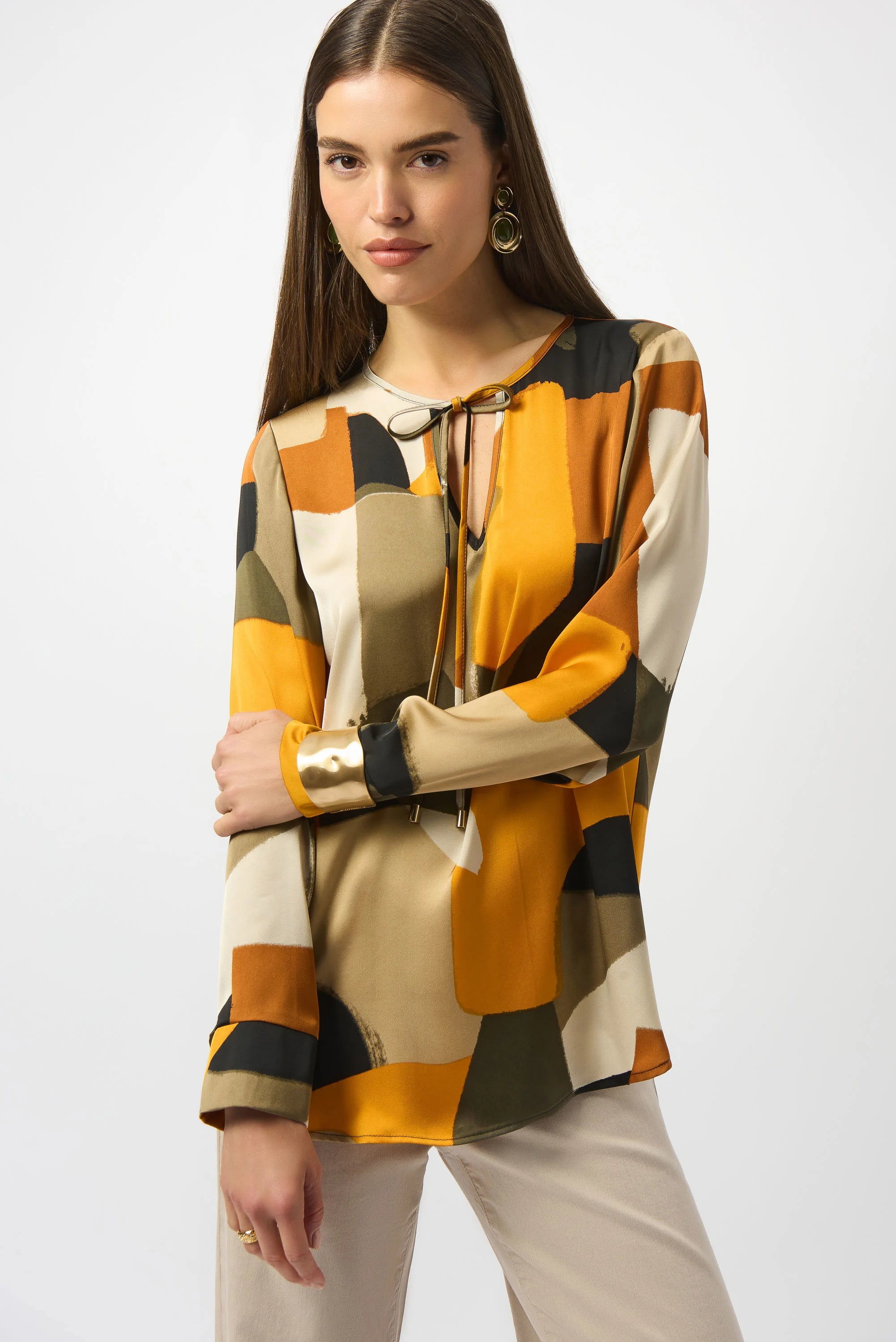 Joseph Ribkoff Recycled Satin Abstract Print Straight Tunic-253011