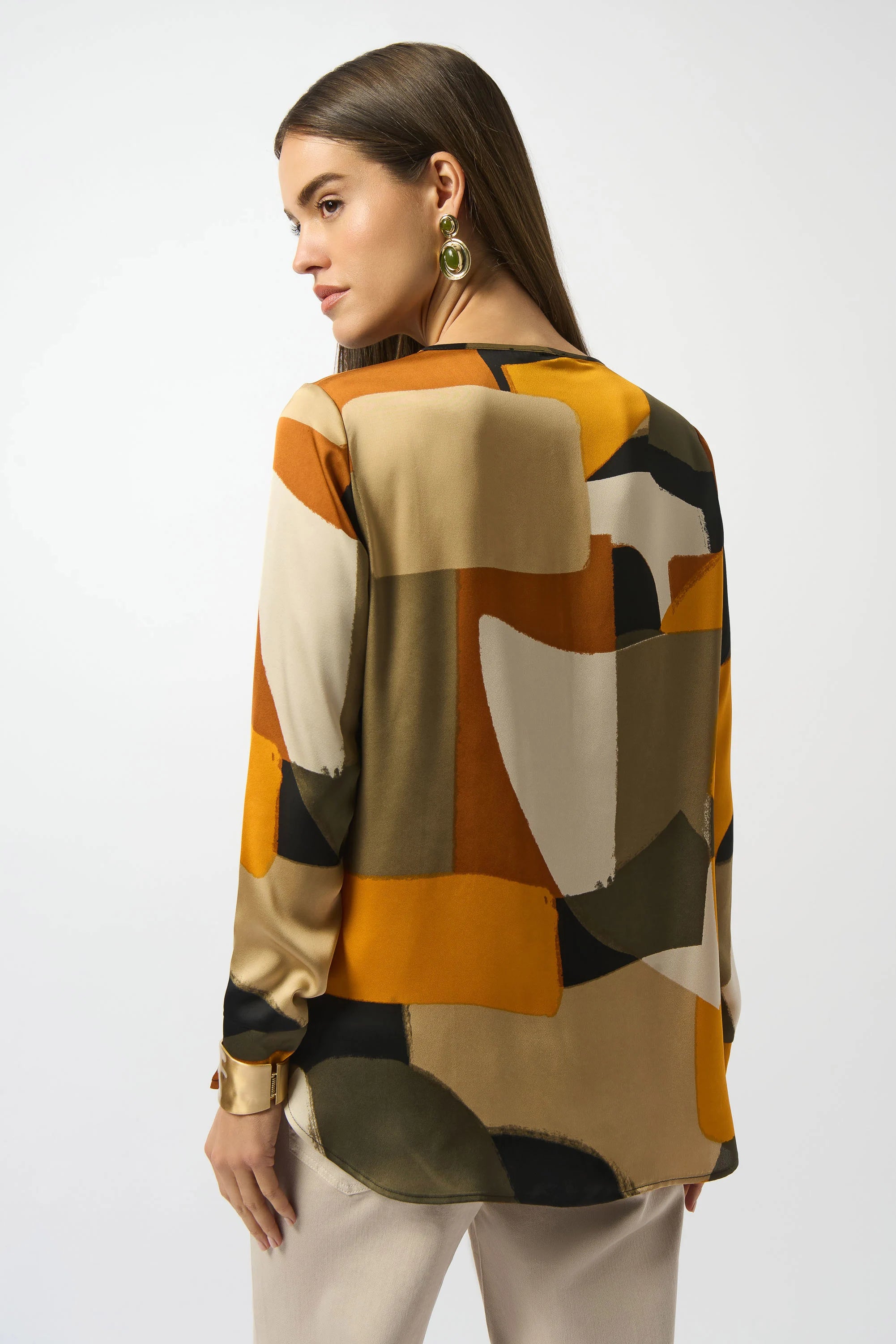 Joseph Ribkoff Recycled Satin Abstract Print Straight Tunic-253011
