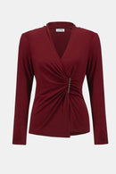 Joseph Ribkoff Moss Crepe Fitted Wrap Top-253020